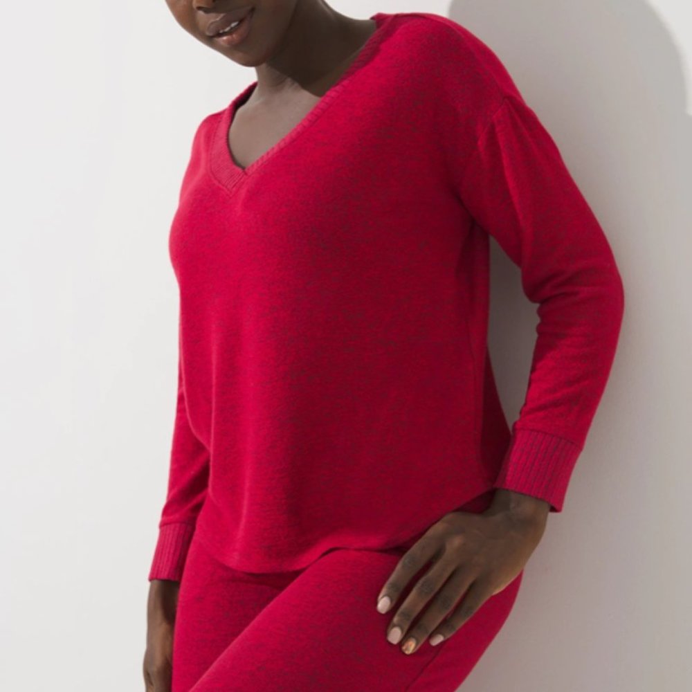 NWT Soma Brushed Cozy Pajama Lounge Set Red - Picture 2 of 9